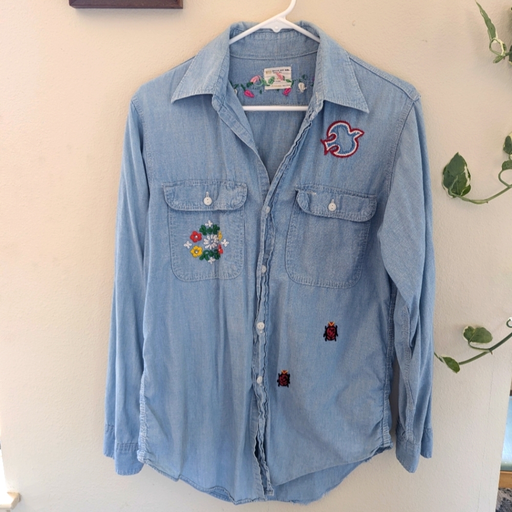 Vintage cotton embroidered button down shirt
